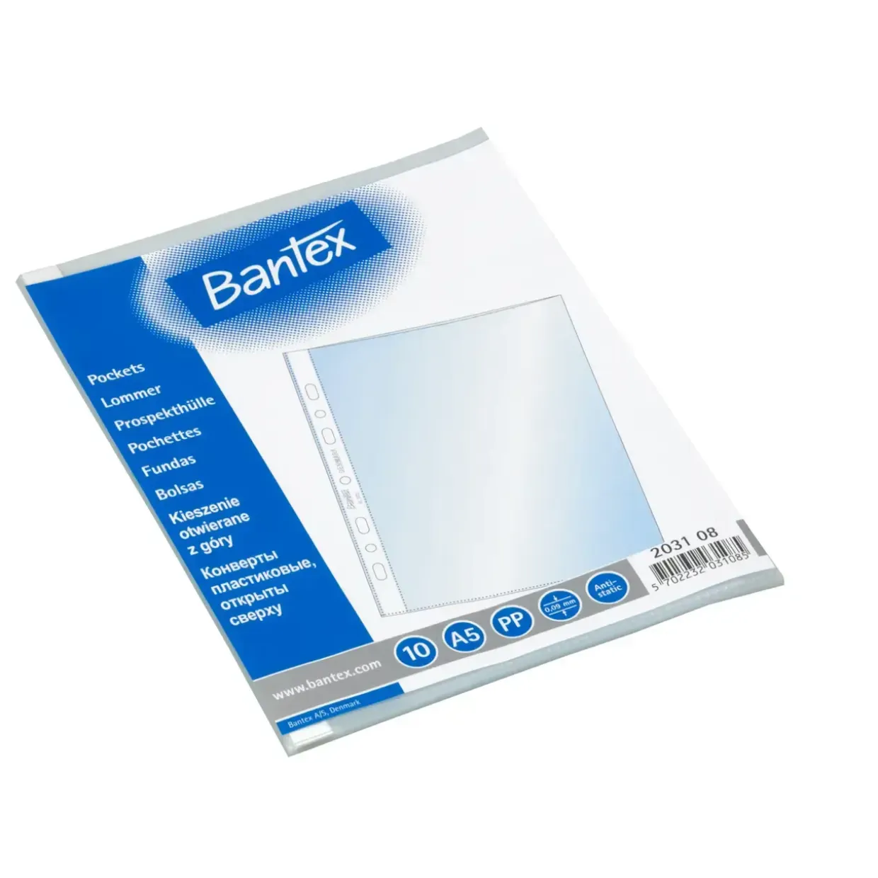 Plastiklommer Bantex A5 0,08mm Refleksfri - 10 Stk