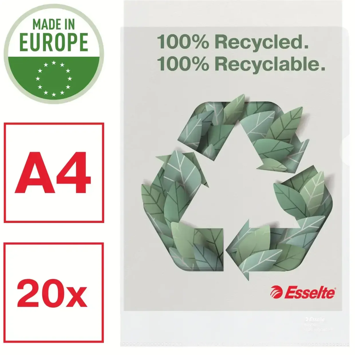 Plastlomme, Esselte recycled 100my PP præg A4