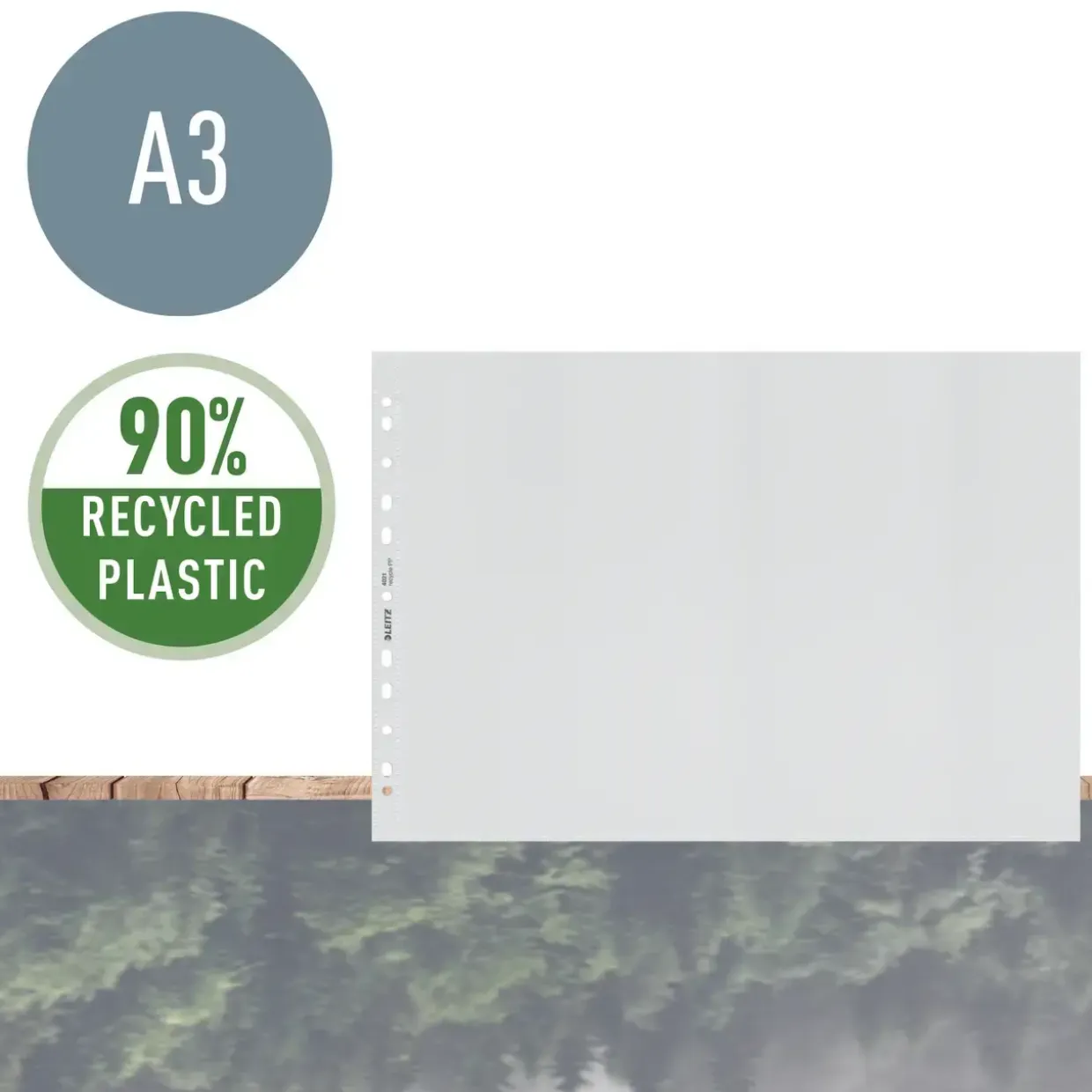 Plastlommer – Leitz Recycle – A3L – 100 my – PP – Præget – Topåbning – 25 stk