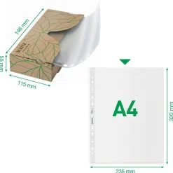 Plastlommer Leitz recycle AtHand 70my PP præg A4 TÅ (40)