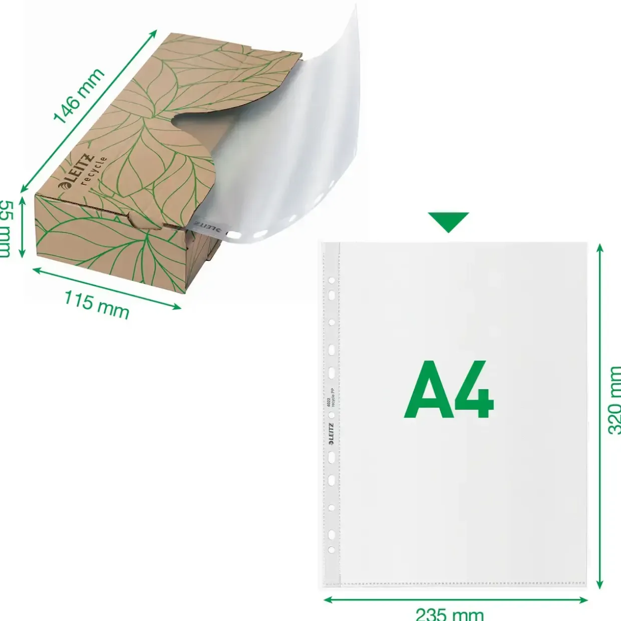 Plastlommer Leitz recycle AtHand 70my PP præg A4 TÅ (40)