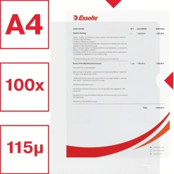 Plastomslag A4 Esselte 115 my med præg - 100 stk