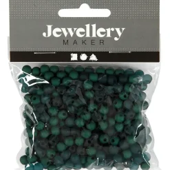 Plastperler, diam. 6 mm, hulstr. 2 mm, flaskegrøn, 40g, ca. 150 stk.