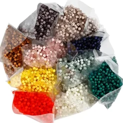 Plastperler, diam. 6 mm, hulstr. 1,5 mm, 10x40g, ca. 10x150 stk.
