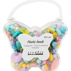 Plastperler diam. 5-35mm hulstr. 1-8mm ass. farver 300 ml, 193 g