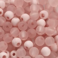 Plastperler, diam. 6 mm, hulstr. 2 mm, rosa, 40g, ca. 150 stk.