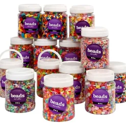 Plastperler, 6-15 mm, ass. farver, 16x700 ml