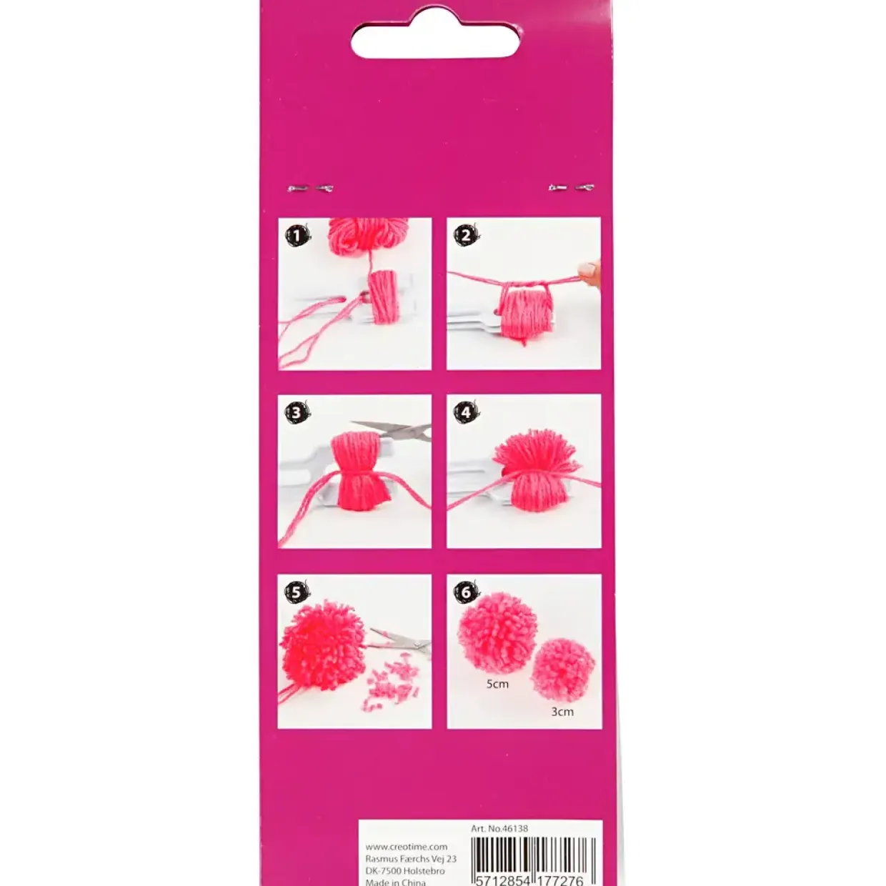 Pomponværktøj - Plast 12x5 cm - 2 størrelser - 1 stk
