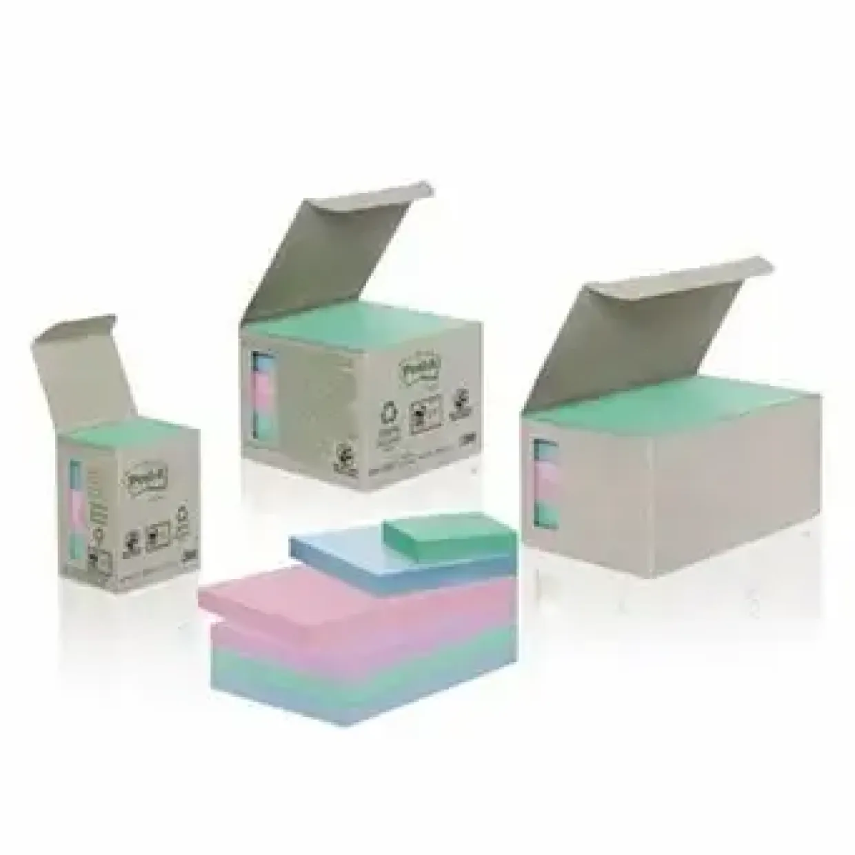 Post it note Pastel Rainbow 38x51mm genbrugspapir - pakke á 6 blokke