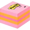 Post-it Notes pink - Mini kubusblok 51 x 51 mm - Køb minimum 5 stk.