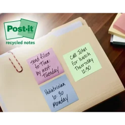 Post-it Notes – Super Sticky Recycled – 47,6×47,6 mm – Assorterede farver – 12 blokke – 24 stk