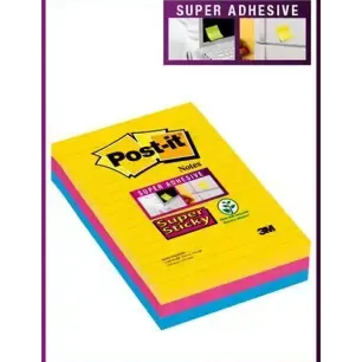 Post its notes Super Sticky ass. lin. 100x152mm - 3 blokke
