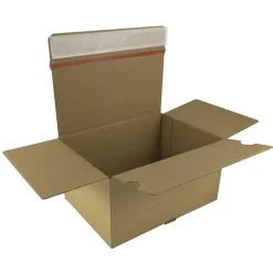Postæske brun 165x135x75mm 1-lags, selvklæb lukning - m/automatbund - 20 stk