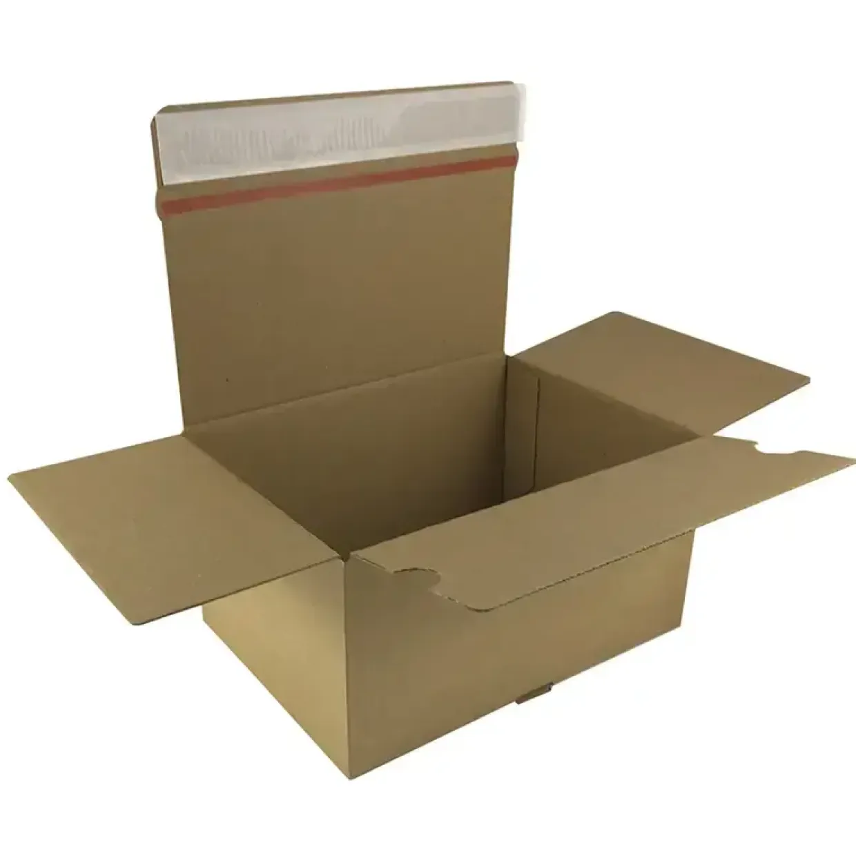 Postæske brun 165x135x75mm 1-lags, selvklæb lukning - m/automatbund - 20 stk