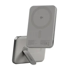 Powerbank, Empower by PanzerGlass, empower Bank w. Spin Stand, trådløs, 5000mAh, Titanium, grå