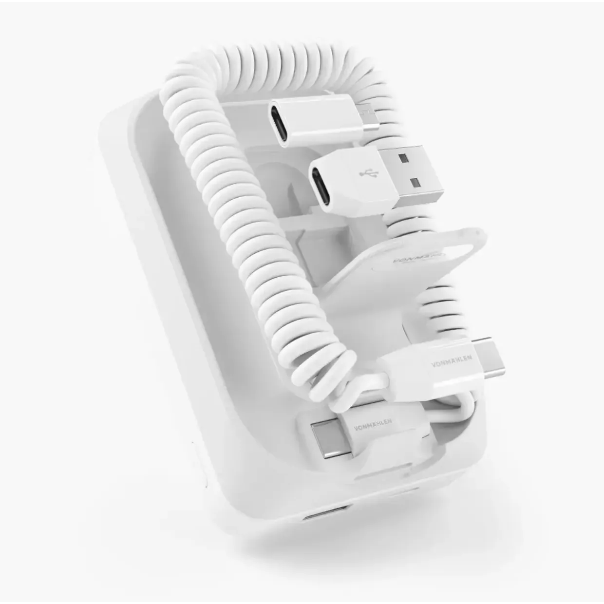 Powerbank m. kabel - Vonmählen allroundo Pro - 10.000 mAh - Hvid - All-in-One