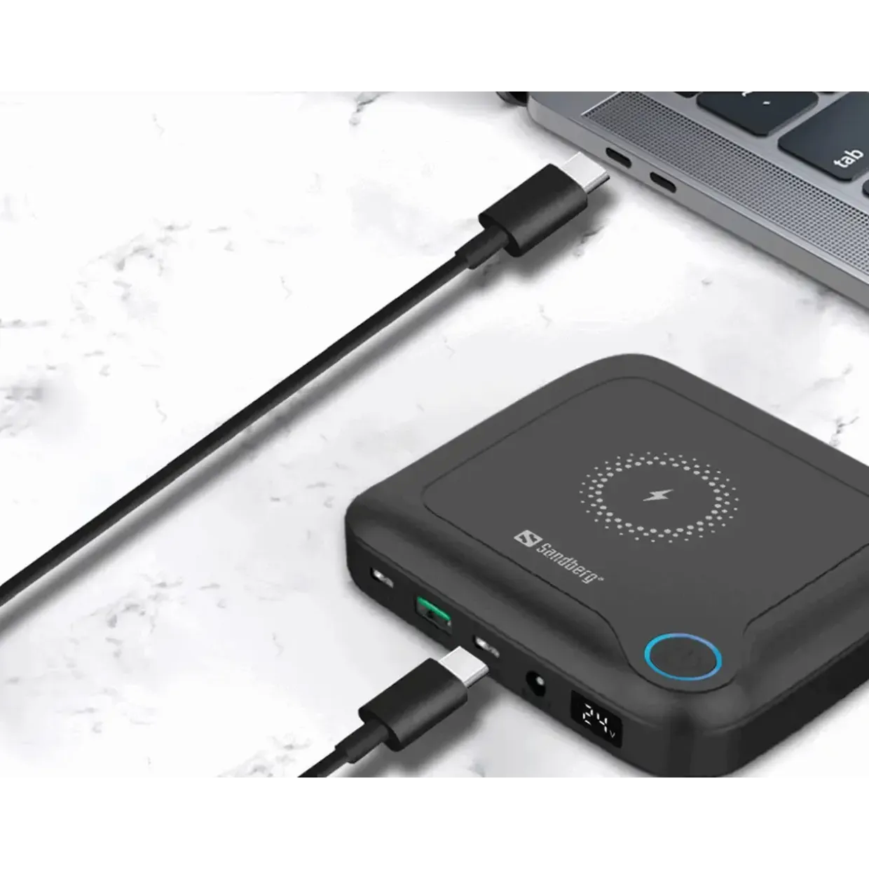 Powerbank Sandberg All-in1 Laptop 25000 USB-C - USB-A Sort