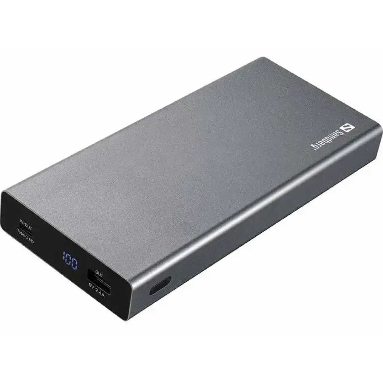 Powerbank Sandberg USB-A - USB 3.0 - USB-C PD 100W 20000 Grå