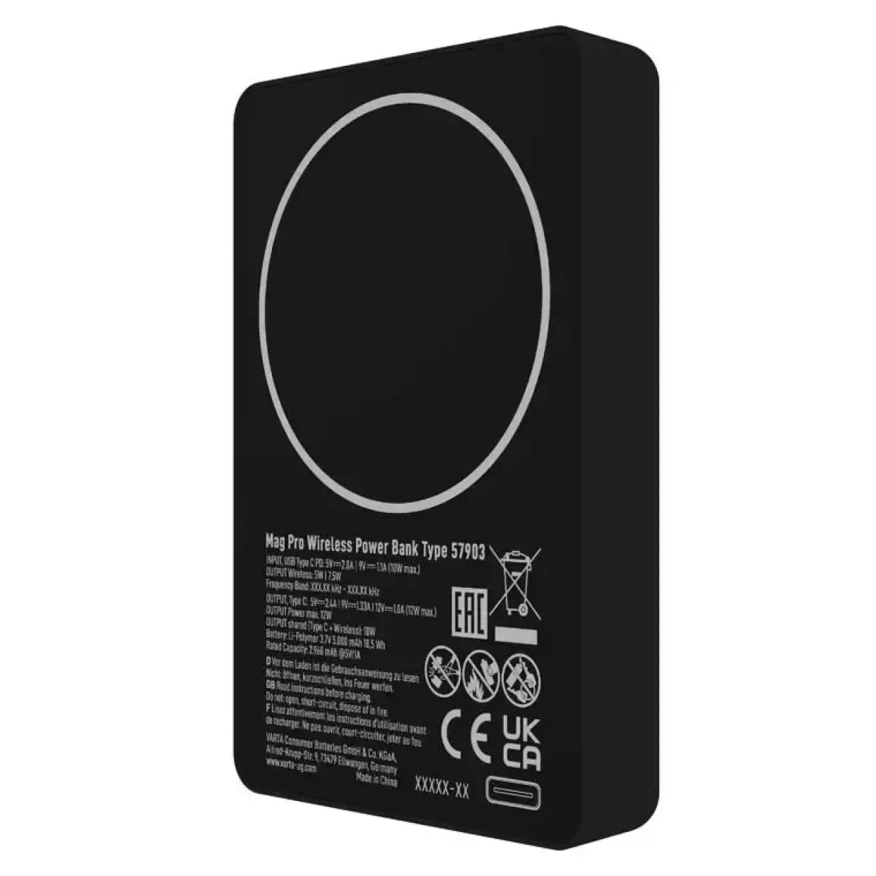 Powerbank, Varta, sort - 5000 mAh
