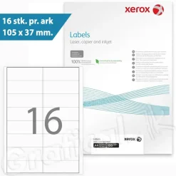 Print selv etiketter Xerox - 16 pr. ark 105 x 37 mm 003R97407 - 100 ark