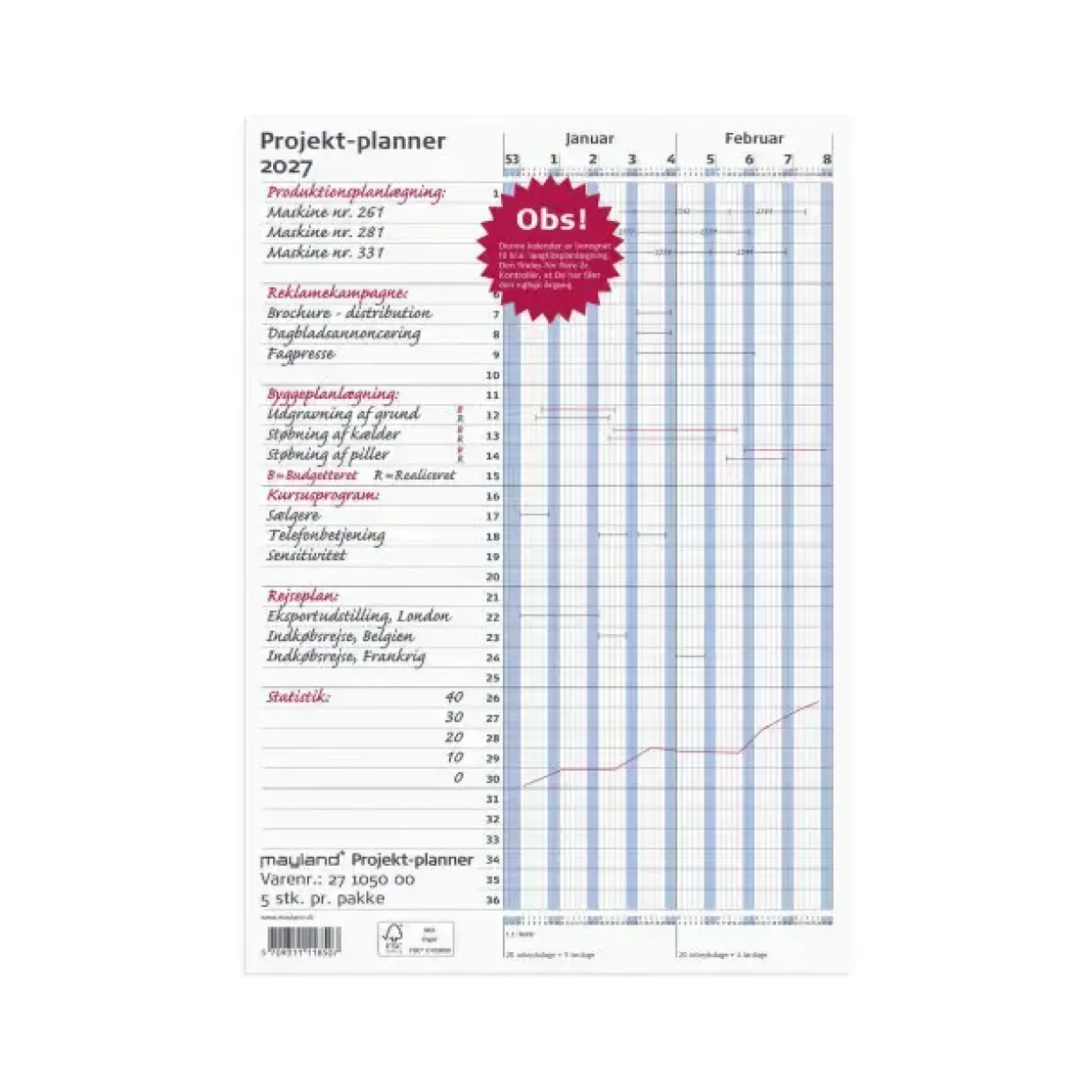 Projektplanner - 2027 - Blå - Årskalender