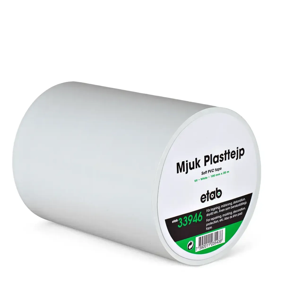 PVC Tape - Soft PVC - 100mmx20m - Hvid