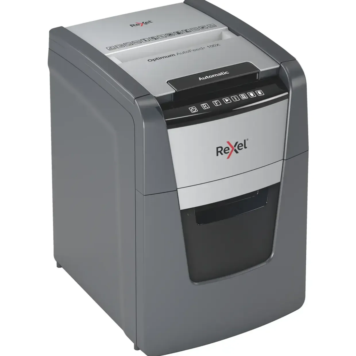 Rexel Optimum Makulator AutoFeed+ 100X, krydsmakulering, 4 x 28 mm, P4