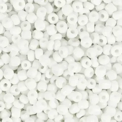 Rocailles perler, dia. 3 mm, hulstr. 0,6-1,0 mm, hvid, 25g, str. 8