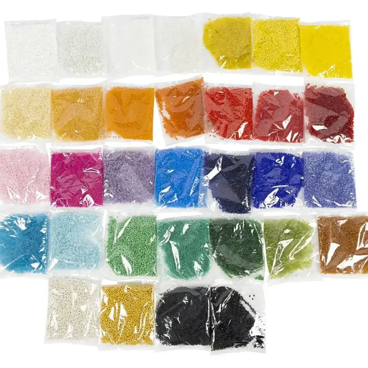 Rocailles perler dia. 1,7+3+4 mm, hulstr. 0,5-1,2 mm, 32x100g