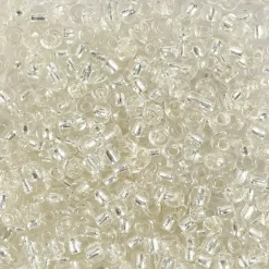 Rocailles perler, dia. 3 mm, hulstr. 0,6-1,0 mm, sølv, 25g, str. 8