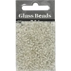 Rocailles perler, dia. 3 mm, hulstr. 0,6-1,0 mm, sølv, 25g, str. 8