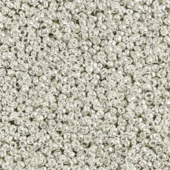 Rocaillesperler, dia. 1,7 mm, hulstr. 0,5-0,8 mm, sølv metal, 25g, str. 15/0