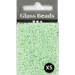 Rocailles perler, dia. 3 mm, hulstr. 0,6-1,0 mm, soft grøn, 25g, str. 8