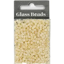 Rocailles perler, dia. 3 mm, hulstr. 0,6-1,0 mm, elfenben, 25g, str. 8