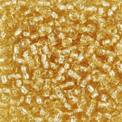 Rocailles perler, dia. 3 mm, hulstr. 0,6-1,0 mm, guld, 25g, str. 8