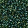 Rocailles perler, dia. 3 mm, hulstr. 0,6-1,0 mm, grøn olie, 25g, str. 8