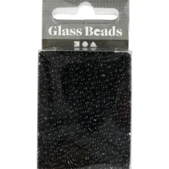 Rocailles perler, dia. 2 mm, hulstr. 0,8 mm, sort, 25g, str. 12