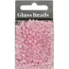 Rocaiperler, dia. 4 mm, hulstr. 0,9-1,2 mm, rosa kerne, 25g, str. 6/0