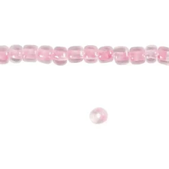 Rocaiperler, dia. 4 mm, hulstr. 0,9-1,2 mm, rosa kerne, 25g, str. 6/0