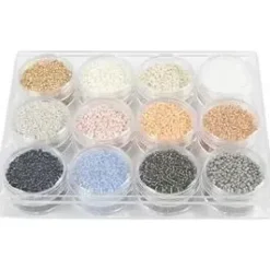 Rocaiperler diam. 1,7 mm str. 15/0 hulstr. 0,5-0,8 mm douche farver 12x15 g