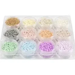 Rocaiperler diam. 3 mm str. 8/0 hulstr. 0,6-1,0 mm pastelfarver 12x17 g