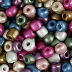 Rocai perler mix, str. 4, diam. 5 mm, metallicfarver, 130g, hulstr. 1,2 mm