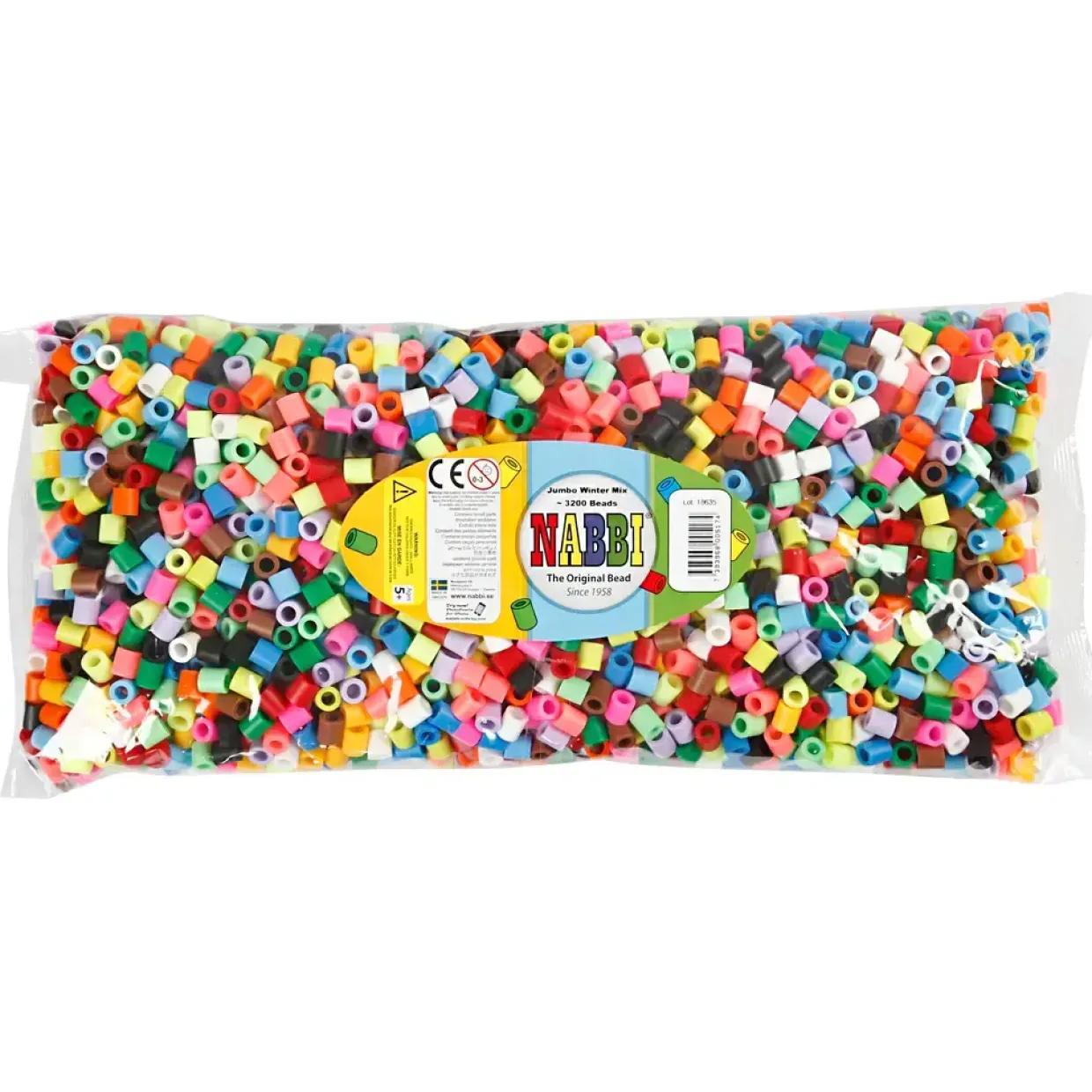 Rørperler jumbo 10 x 10 mm - assorteret farver - 3200 perler