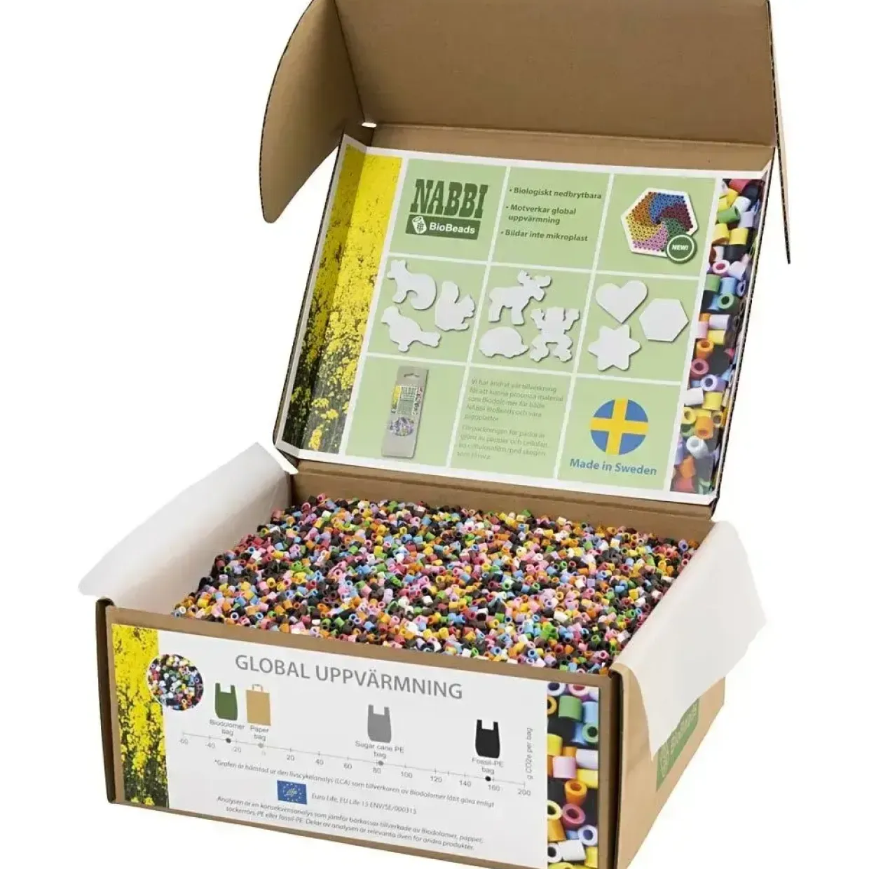 Rørperler NABBI BioBeads str. 5x5 cm, medium, standardfarver, 55000 stk.
