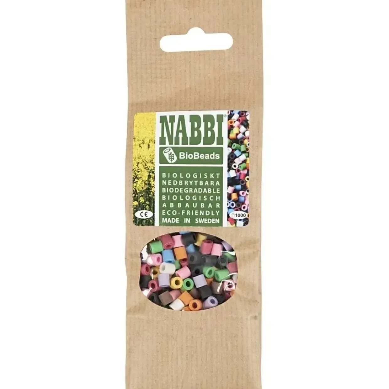 Rørperler NABBI BioBeads str. 5x5 mm, hulstr. 2.5 mm, medium, ass. farver, 1000 stk.