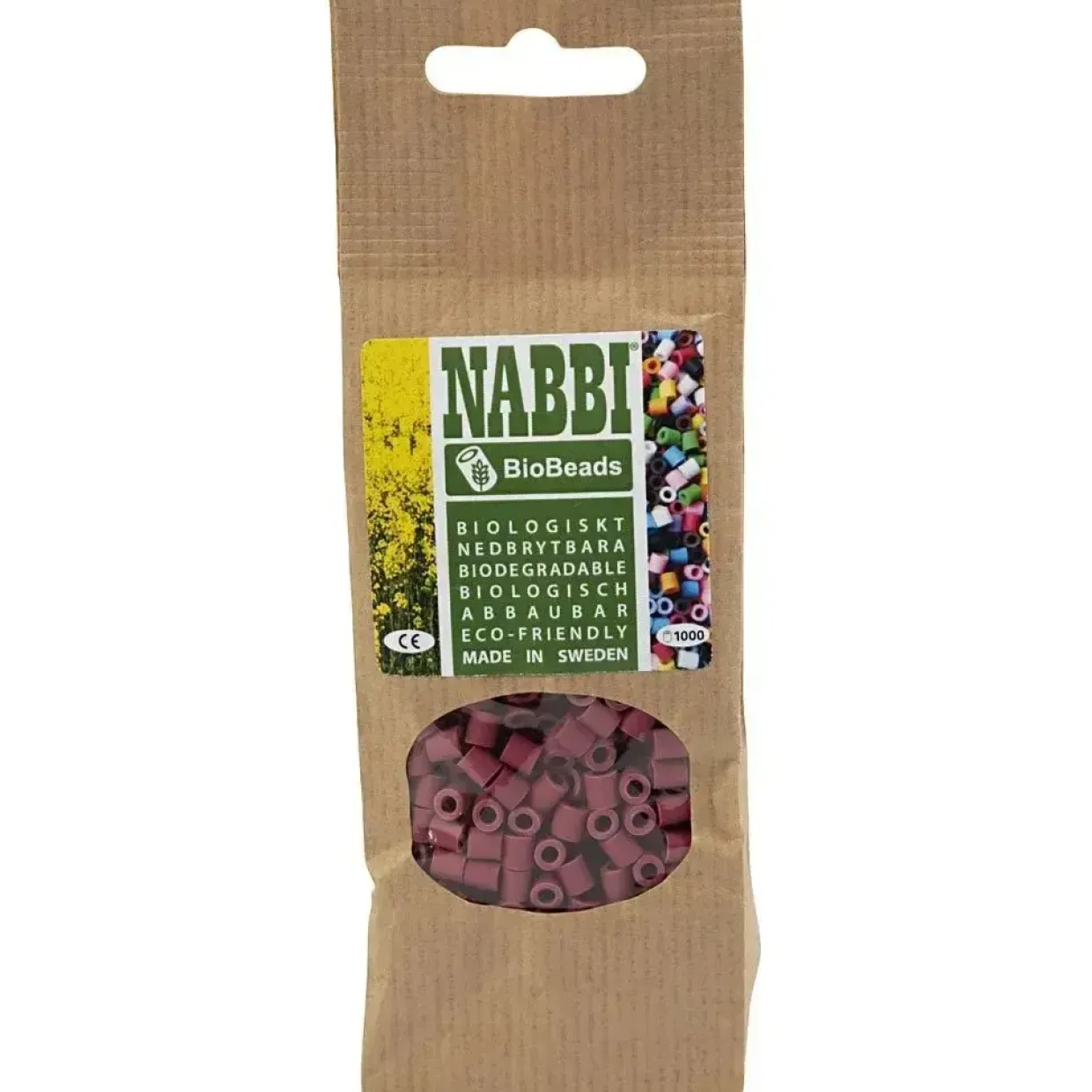 Rørperler NABBI BioBeads, str. 5x5 mm, hulstr. 2,5 mm, medium, bugundy, 1000 stk.