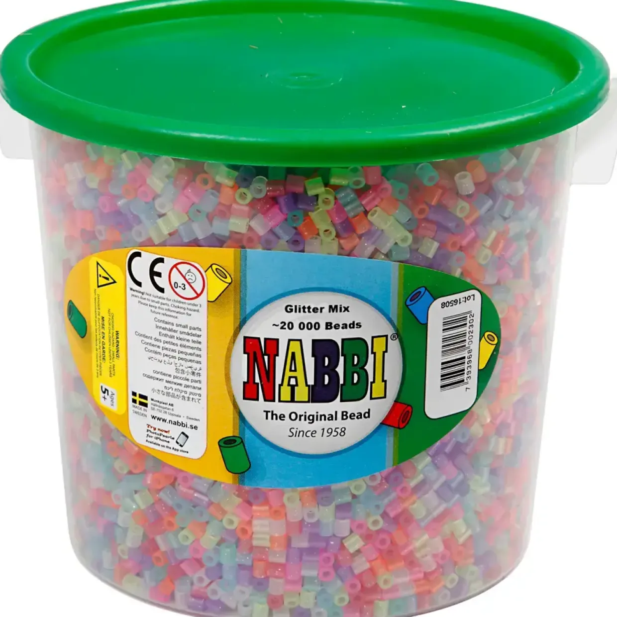 Rørperler størrelse medium 5 x 5 mm - glitterfarver - 20000 assorteret