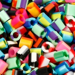 Rørperler, str. 5x5 mm, hulstr. 2,5 mm, stribet, medium, 1100ass.