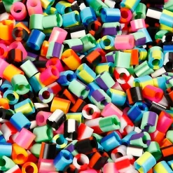 Rørperler, str. 5x5 mm, hulstr. 2,5 mm, stribet, medium, 10000ass.