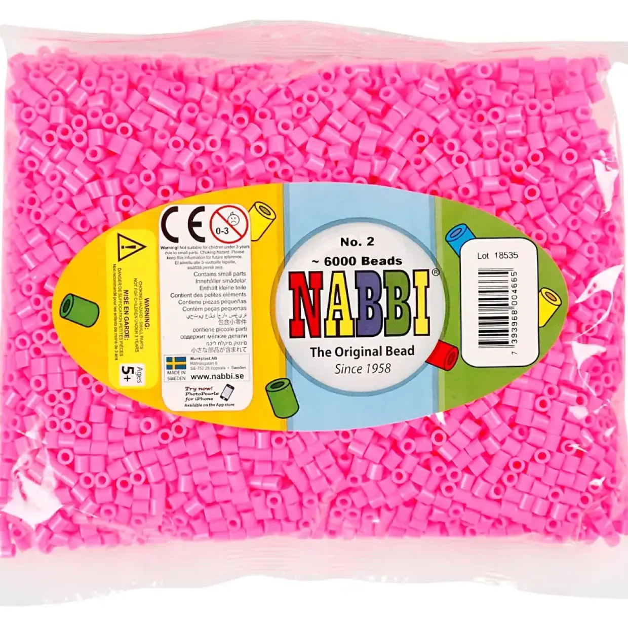 Rørperler str. 5 x 5 mm - hulstørrelse 2,5 mm - rosa (2) medium - 6000 stk.